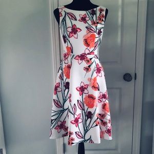 CK Scuba A-line dress - white with flowers